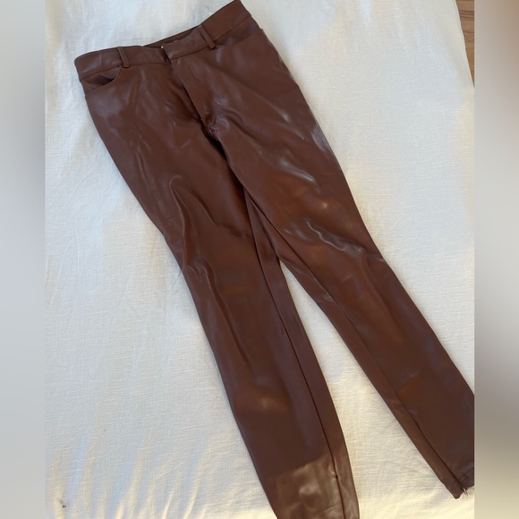 House of CB - Cora - Tan Vegan Leather Trousers - Size Large - Fits 10/12 - Picture 5 of 5